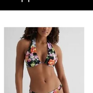 Express Multicolor Floral Halter Bikini Top